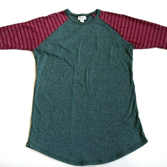 Green Raglan Stripe Lularoe XS Baseball Randy - Picture 1 of 5